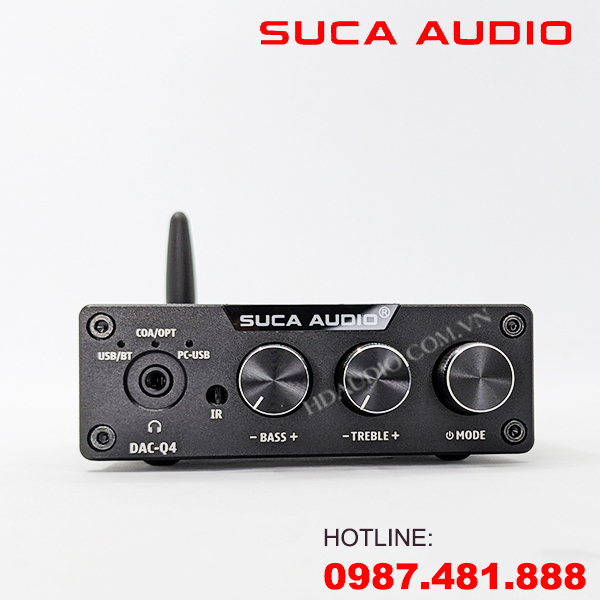 Bộ Giải Mã Âm Thanh SUCA AUDIO DAC Q4 - tăng giảm được bass treble, giải mã 24bit/192 khz - Đọc Trực Tiếp USB, kết nối Bluetooth 5.0 - Hàng chính hãng