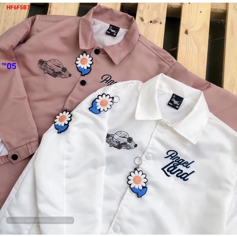 Áo Khoác Dù cổ bẻ Angel land chất dù 2 lớp Unisex Couple Nam Nữ