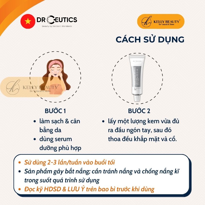 Kem Dưỡng Vitamin A Cream 200.000 IU DrCeutics - Mờ Nếp Nhăn, Căng Mịn; Sáng Da, Mờ Thâm Nám | Kelly Beauty