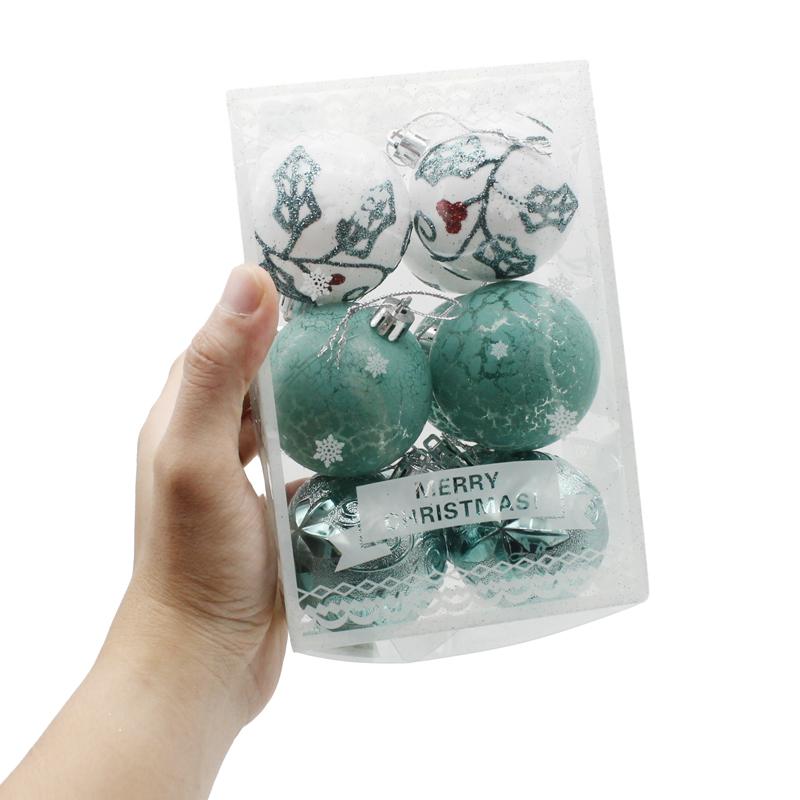 Hộp 12 Trái Châu Trang Trí Giáng Sinh - 6ADCL12-H12/2H - Trắng - Xanh Mint