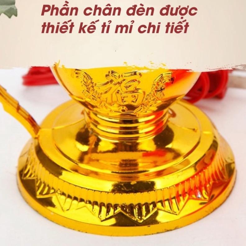 Đèn thờ cúng vĩnh cửu, thiết kế cổ kính, hài hoà, cân đối, tăng thẩm mỹ và trang ngiêm. ..