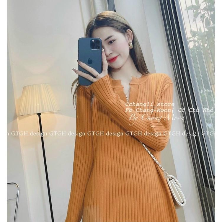 ĐẦM LEN SUÔNG CỔ V