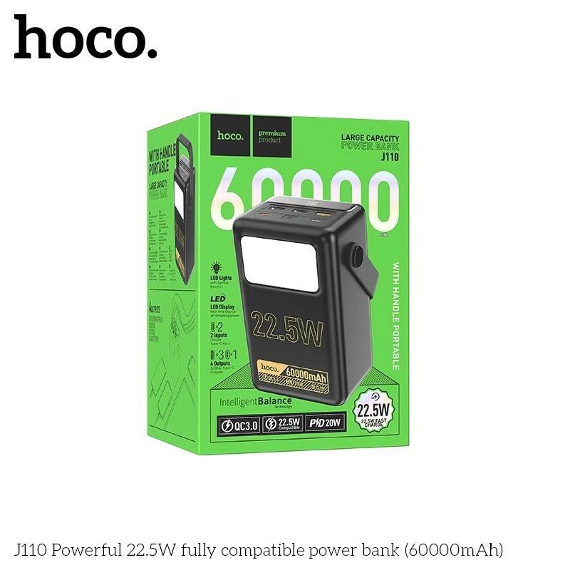 Pin dự phòng nhanh HOCO J110 60000mAh QC 22.5W và PD 20W hàng chính hãng, có đèn led siêu sáng