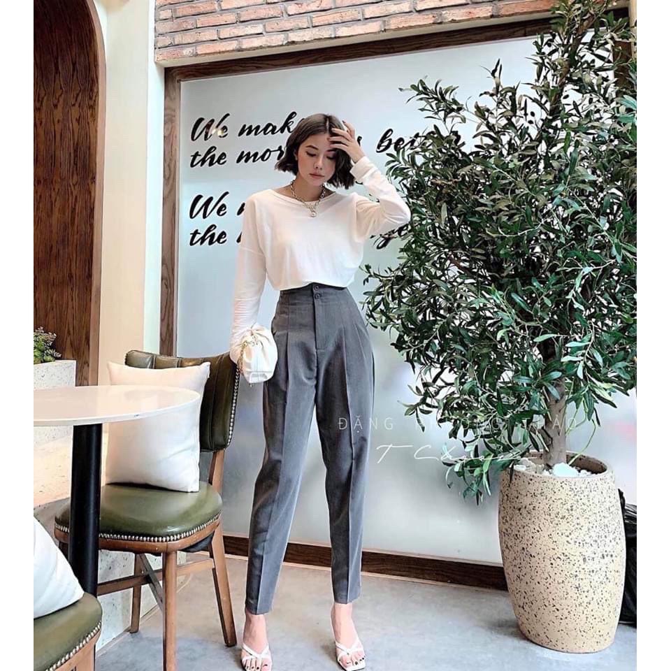 QUẦN BAGGY HAI CÚC CẠP LIỀN DÁNG THỤNG LƯNG CAO CÔNG SỞ CHO CHỊ EM 8322