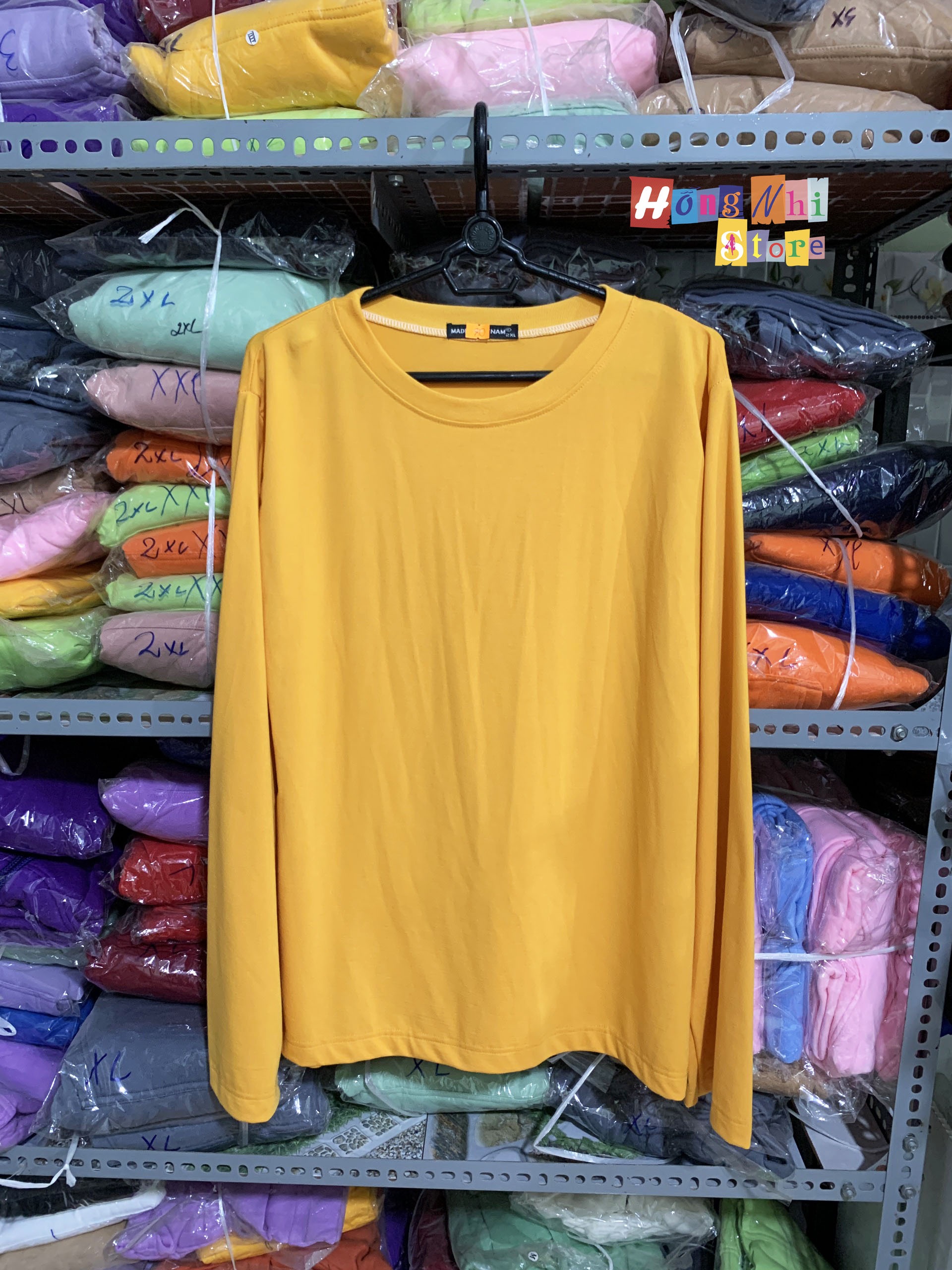 Áo Thun Tay Dài Trơn Dáng Rộng Màu Vàng Long Tee Unisex - MM