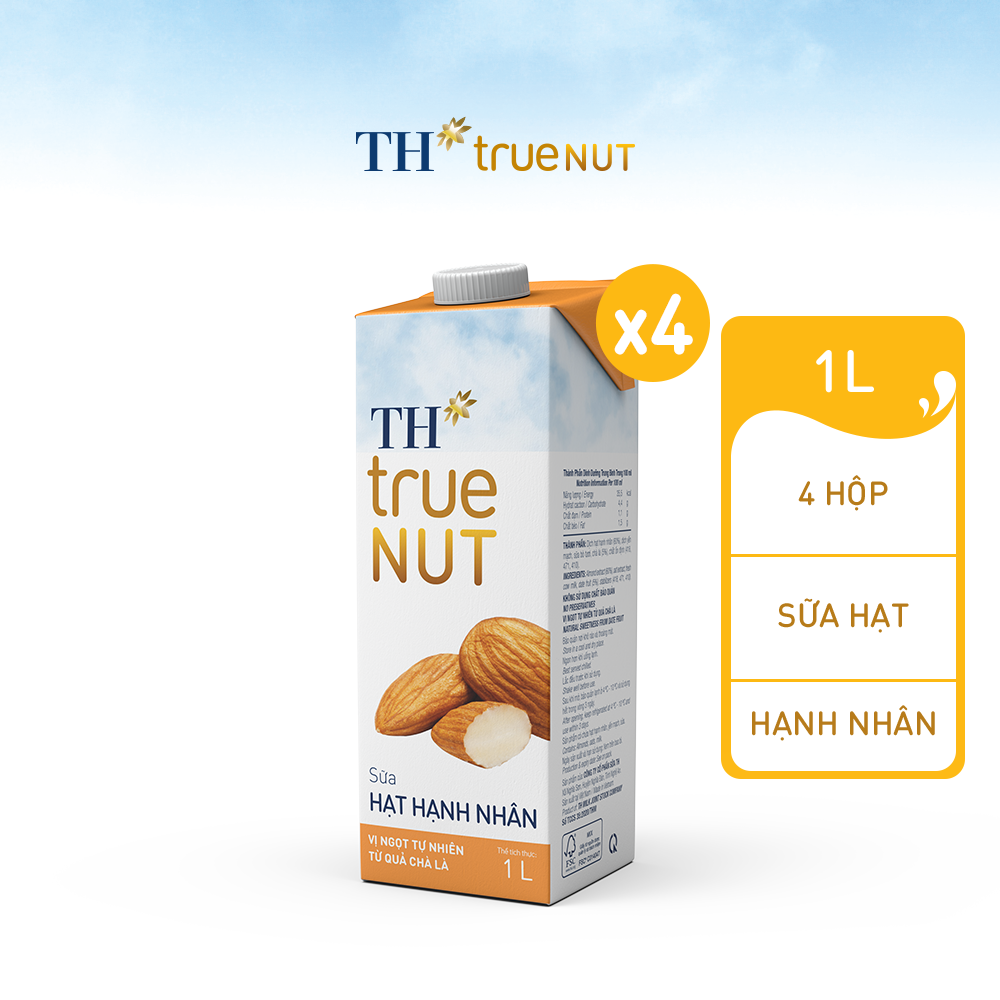 Combo 4 Hộp sữa hạt hạnh nhân TH True Nut 1L (1L x 4)