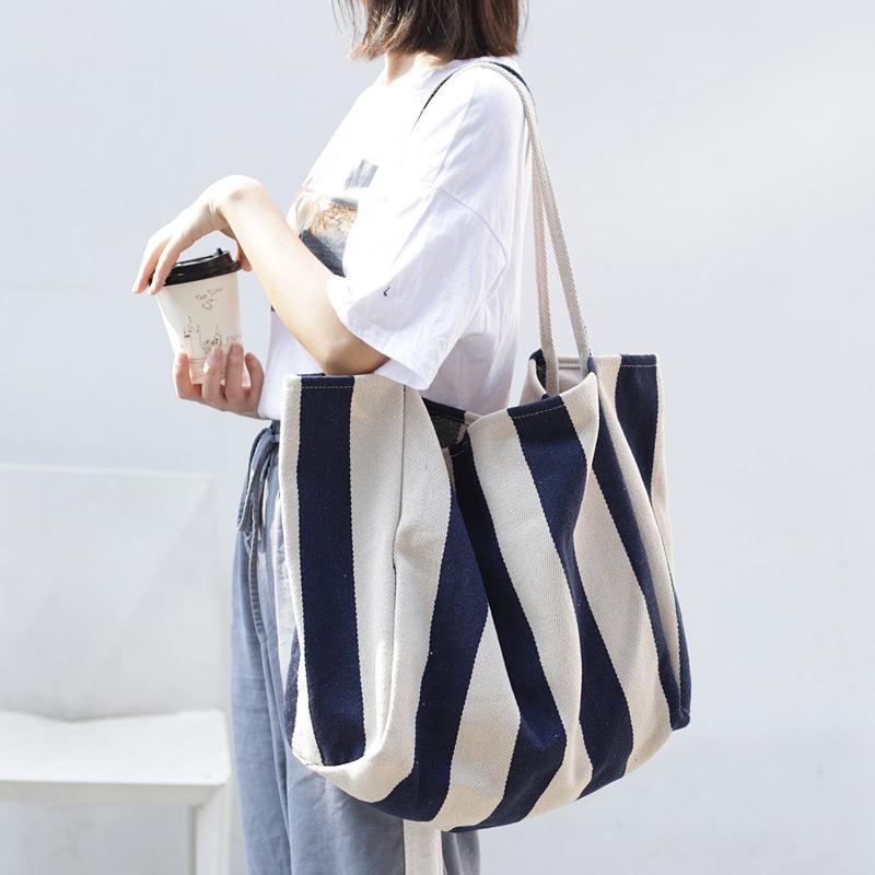 Túi Sọc Lớn Túi Tote Canvas Cho Nữ Đi Biển Mùa Hè Cổ Điển Mềm Mại Lớn Túi Xách Nữ Lớn Cổ Cho-túi