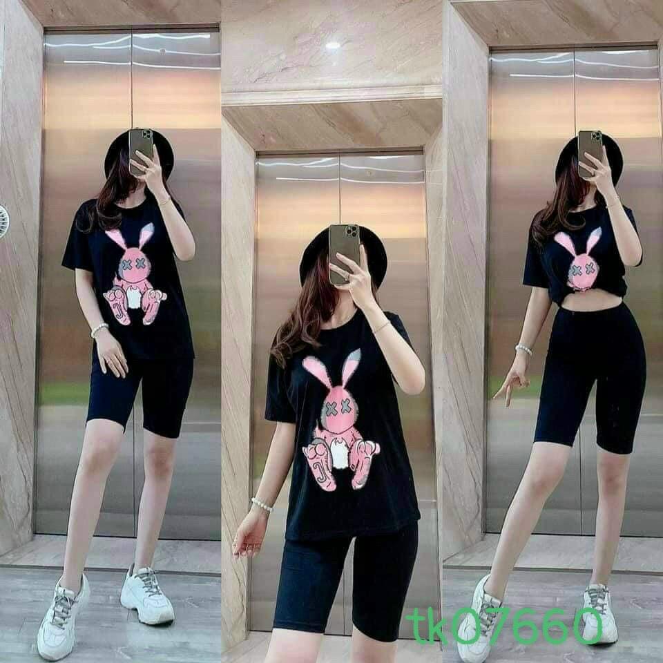 Set Bộ đồ nữ Baby cute chất thun cotton tốt _Chuẩn form phối áo thun form rộng - ÁO KHOÁC THIÊN HÀ
