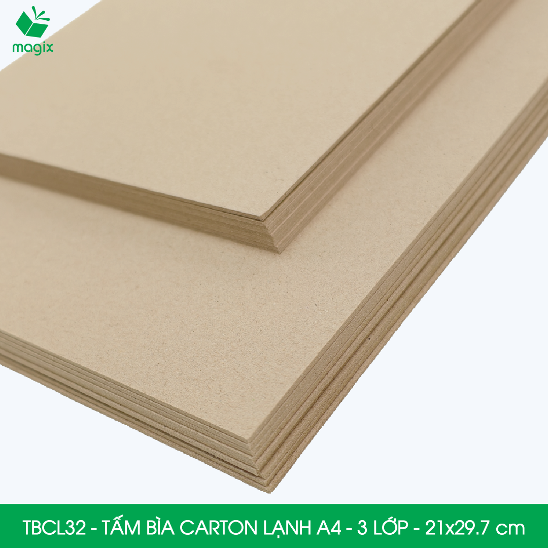 TBCL32 - A4 - Xấp 10 tấm bìa carton lạnh 3 lớp cho đóng gói, lót hộp, giữ form hàng, làm đồ handmade