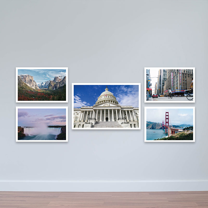 Bộ 5 tranh đẹp nước Mỹ &quot;Ðiện Capitol Quốc Hội Hoa Kỳ&quot; | Tranh phòng họp W3324 Canvas có viền