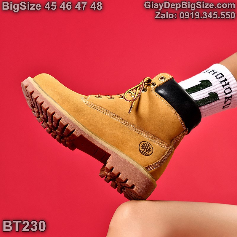 Giày boot (bốt) cổ cao cỡ lớn 45 46 47 48 cho nam cao to chân ú bè. Big size combat boots for wide feet - BT230