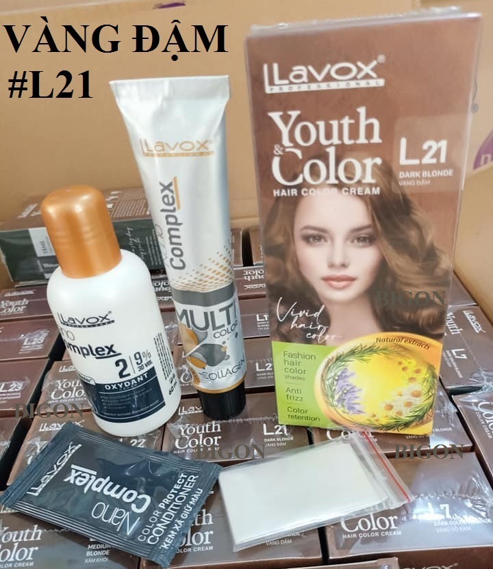 (Vàng Đậm) Kem Nhuộm Tóc Màu Thời Trang Lavox Youth&amp;Color L21 - Dark Blonde