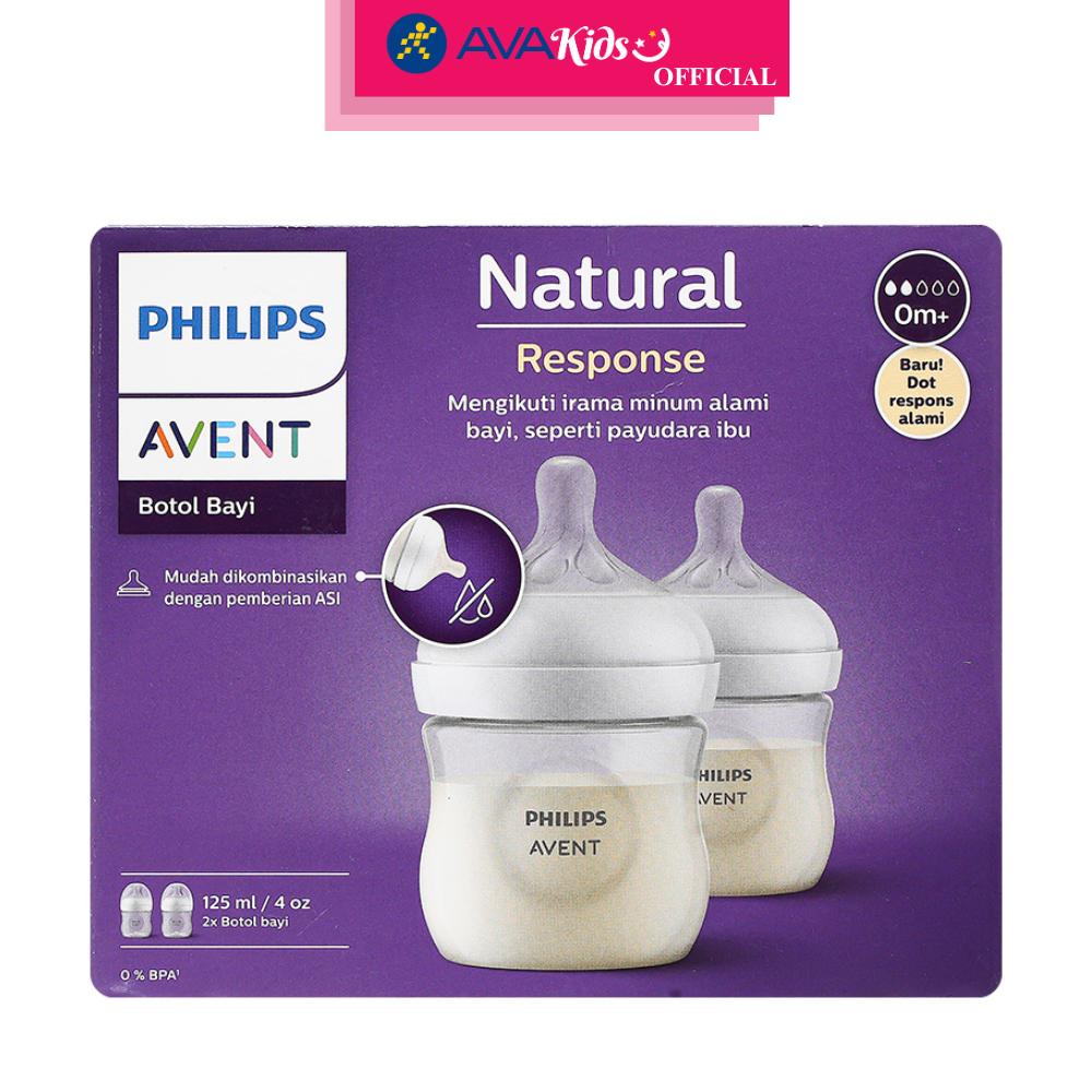 Combo 2 bình sữa nhựa PP Philips Avent SCY900/02 cổ rộng 125 ml (0 - 1 tháng) - Hàng Chính Hãng