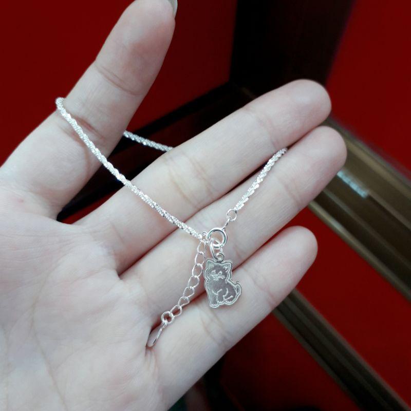 Lắc tay mèo bạc sequin YN JEWELRY