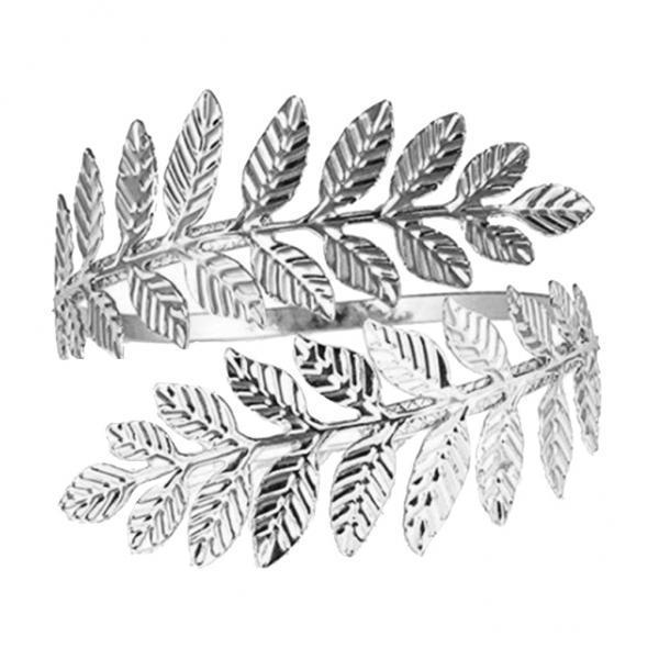 2X Women Arm Upper Arm Cuff Armband Armlet Bracelet Bangle-Spiral Leaf silver