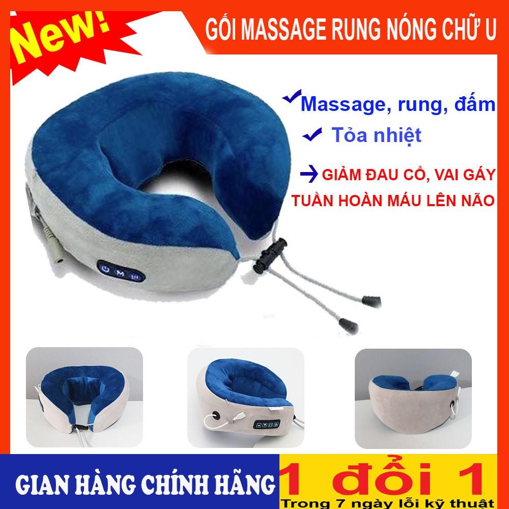 Gối Massage Cổ Chữ U Rung Đa Năng Kế Hợp Nhào , Rung , Chườm Nóng Chống Mỏi Cổ, Vai gáy - MUA NGAY