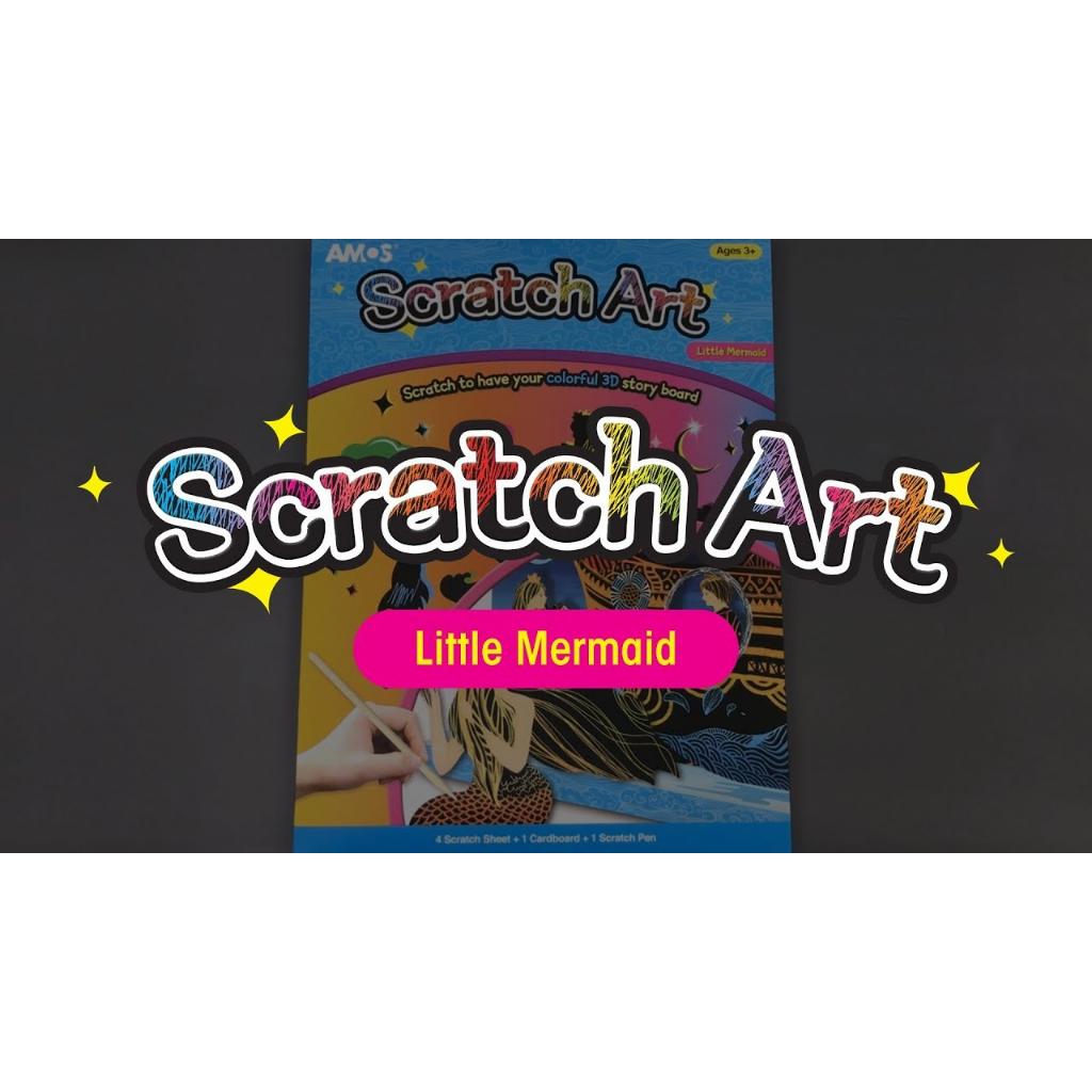 Sổ vẽ Ma thuật nhập khẩu Hàn Quốc AMOS Scratch Art Little Mermaid SA4-LM - Chủ đề Nàng tiên cá nhỏ