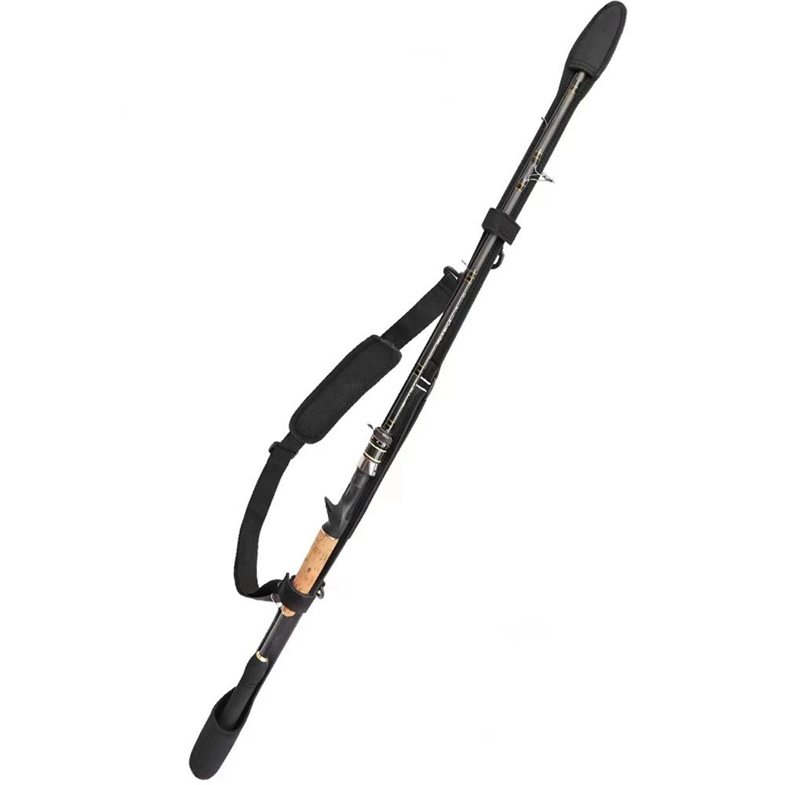 Portable Fishing Rod Shoulder Belt Polyester with Protective Case Adjustable Durable Fishing Pole Strap for Travel