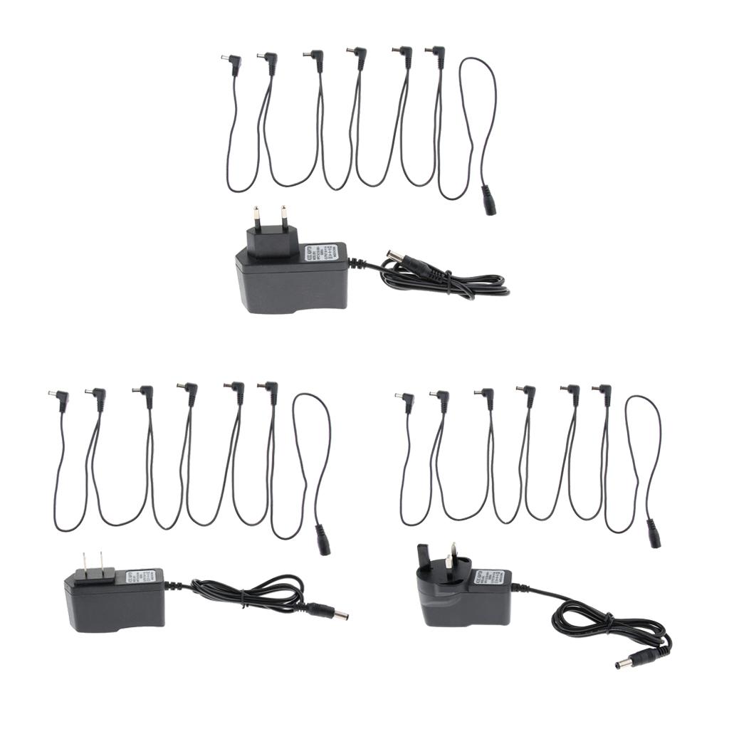 1 to 6 Way Guitar Effect Pedals Power Supply Cable + Adapter