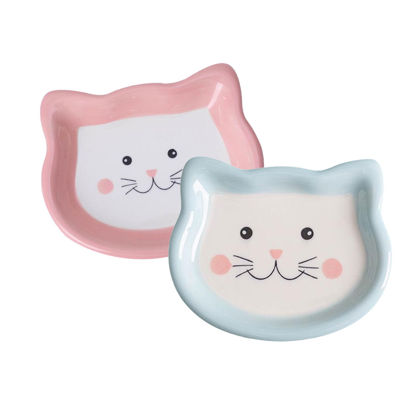 2pcs Cat Bowl Dish Pet Feeding Plate Chinchilla Bowl Small