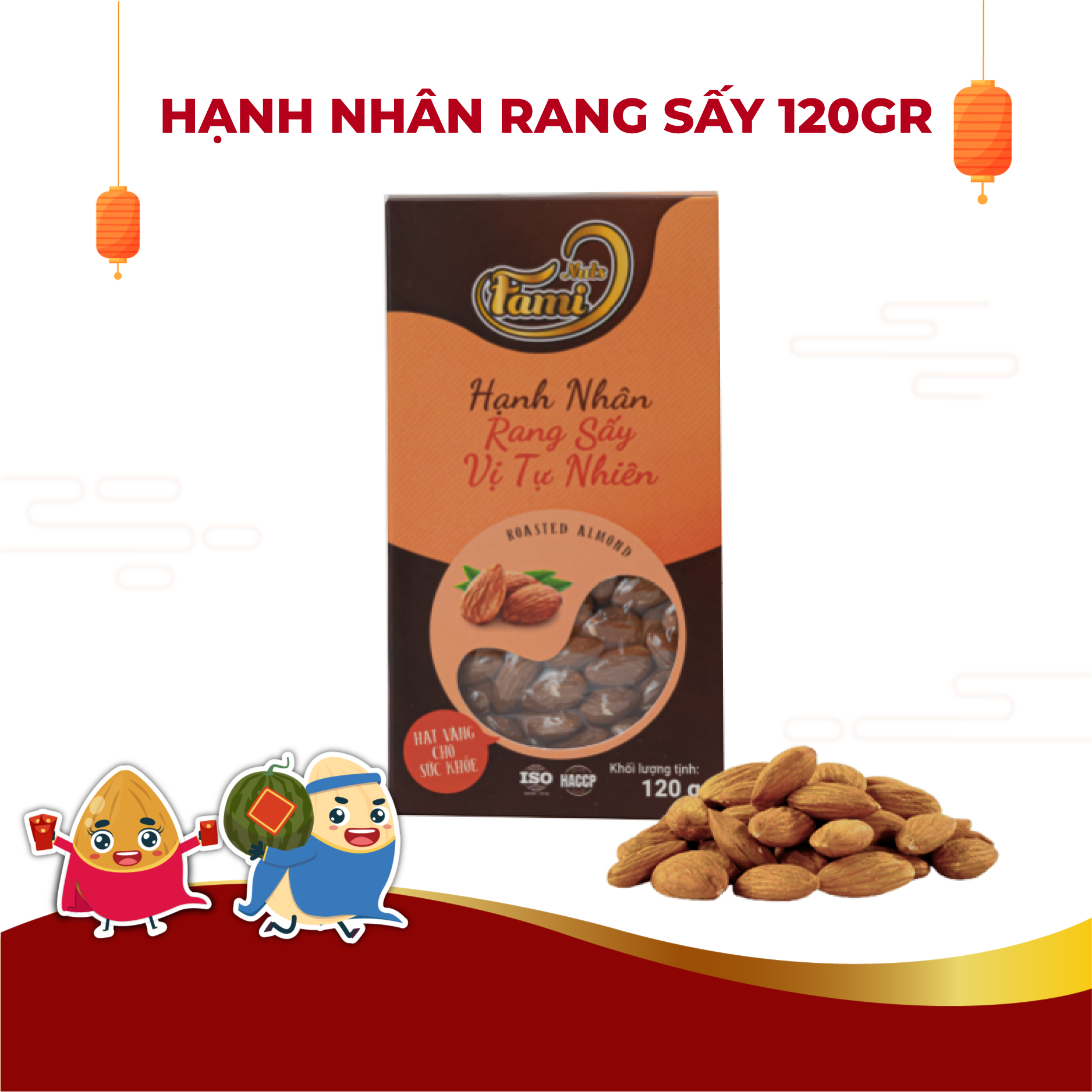 Hạt Hạnh Nhân Rang Sấy Vị Tự Nhiên Hộp Giấy 120g - FAMINUTS