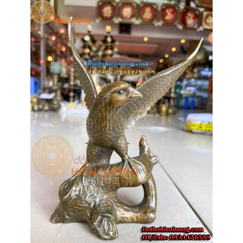Tượng Đại Bàng Đậu Cành Cây Bằng Đồng Phong Thủy Cao 24cm