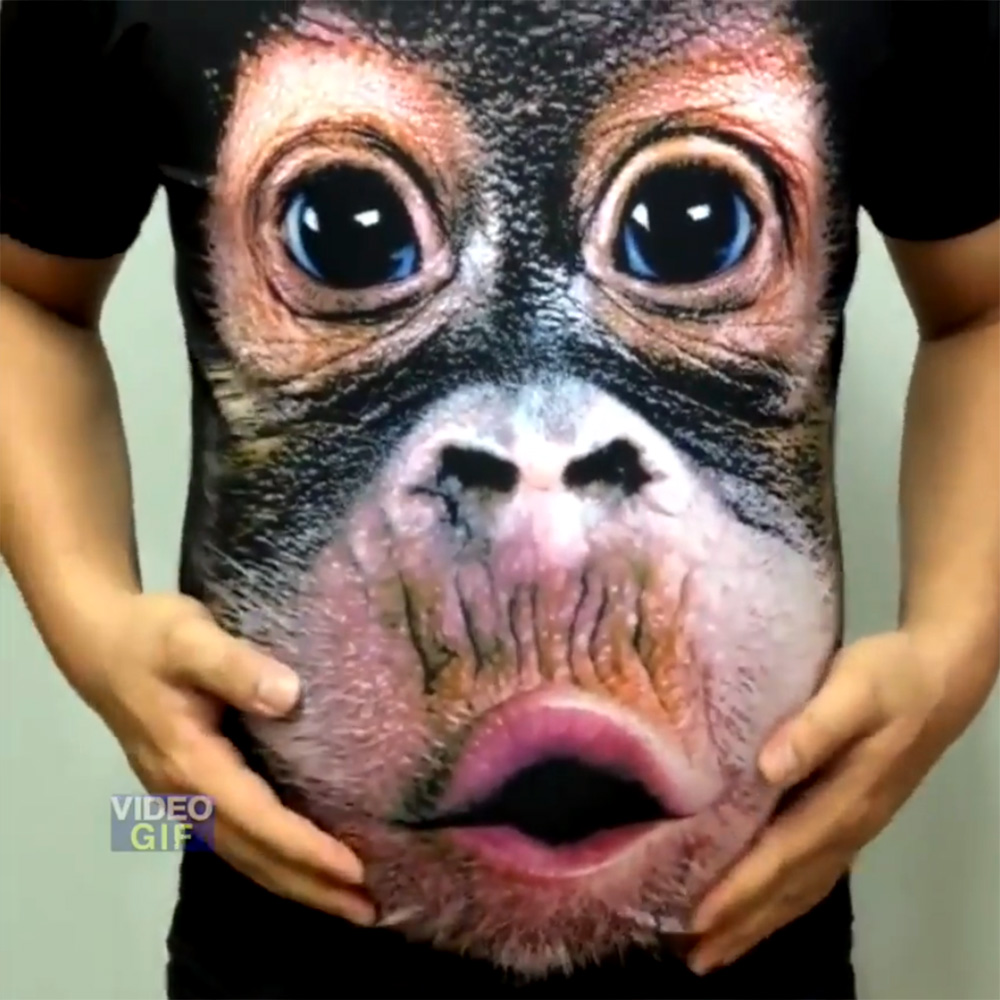 Áo khỉ màu đen cổ tròn tay ngắn, áo phông nam khỉ 3D đen mặc cực cool ngầu đặc biệt cho các anh có bụng