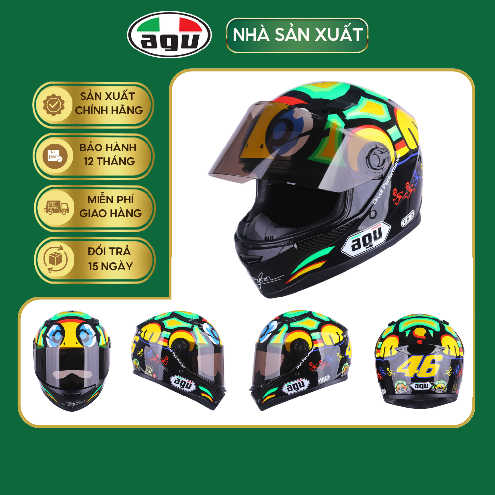 Mũ Bảo Hiểm Fullface AGU A138 Tem A06 - Tặng Túi Vải - Hàng Chính Hãng Bảo Hành 12 Tháng - Sản Phẩm Thời Trang Và Cao Cấp