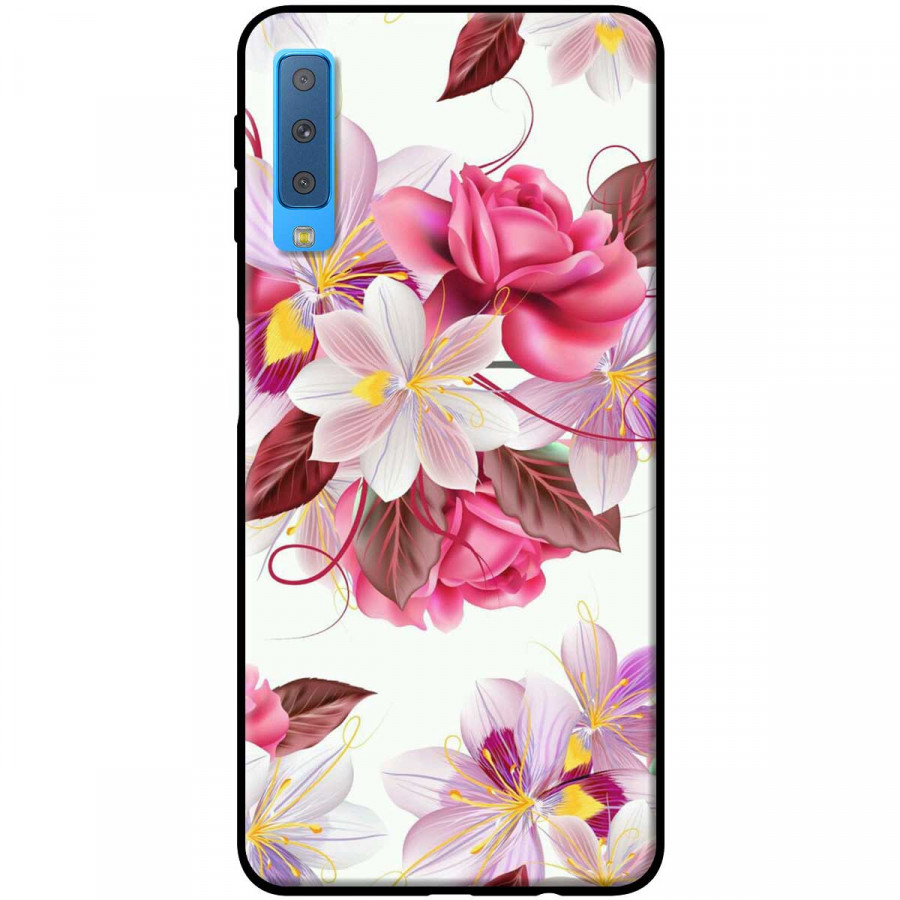 Ốp lưng dành cho điện thoại Samsung A7 2018 Mẫu Hoa hồng trắng