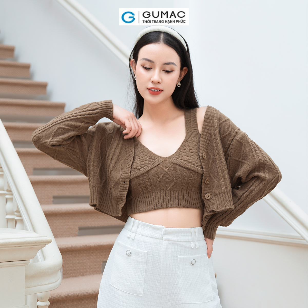 Áo cardigan phối layer thời trang GUMAC AD10048