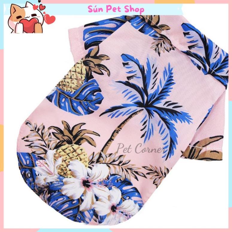 Áo sơ mi phong cách Hawaii cho thú cưng đi biển, áo cho chó mèo mùa hè thoáng mát