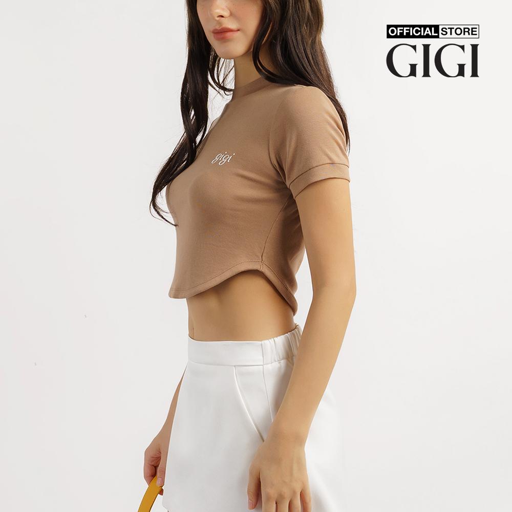 GIGI - Áo thun nữ croptop tay ngắn phối logo thời trang G1201T221232