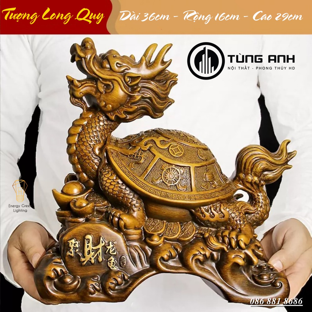 Tượng Long Quy - Rồng Mai Rùa PT-45 - Cao 29cm - Chiêu Cầu Tài Lộc - Thịnh Vượng Lâu Dài Trong Kinh Doanh