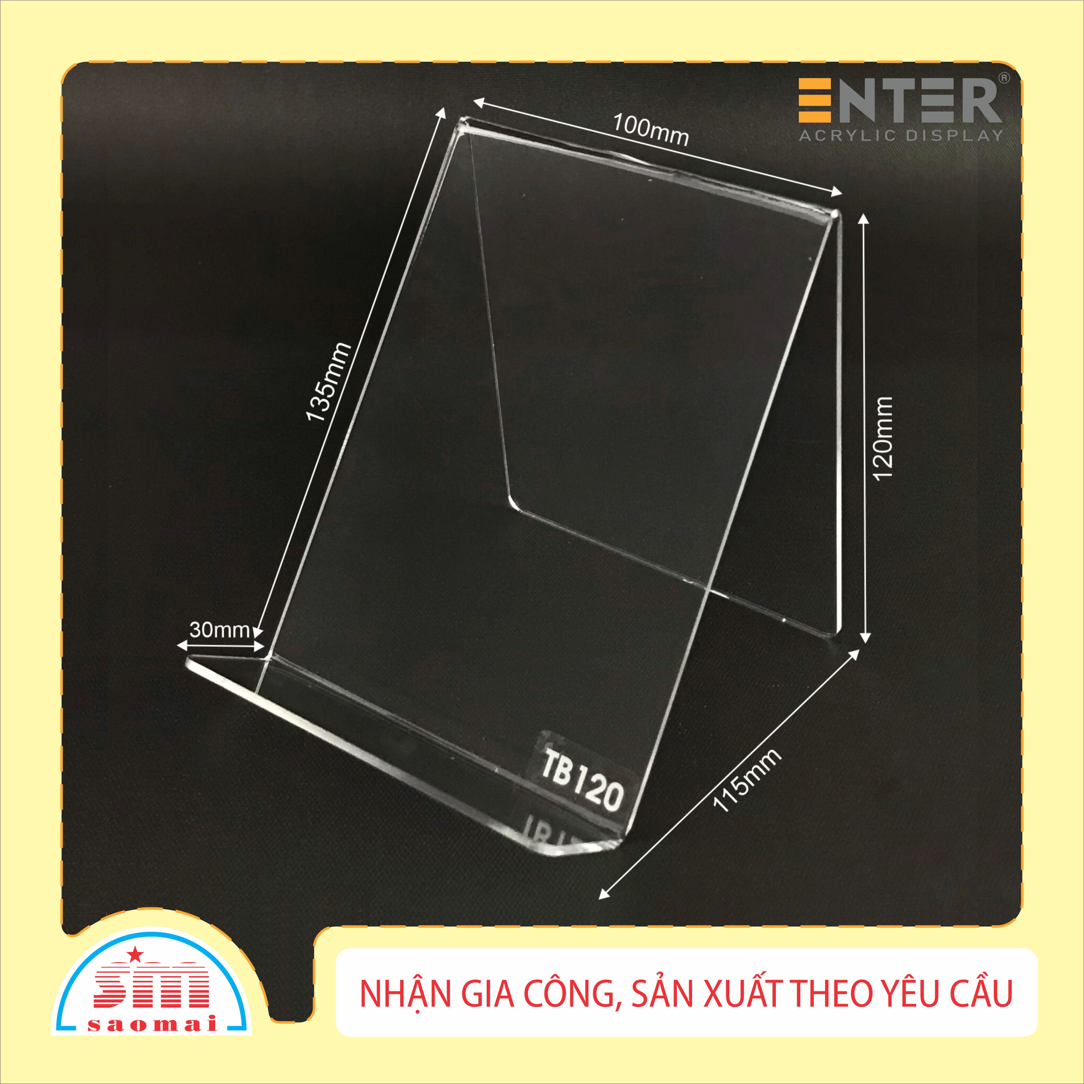 Kệ trưng bày mica chữ V Enter TB120 100x115x135mm mica dày 2mm, Giá trưng bày sản phẩm, Kệ trưng bày nhà sách