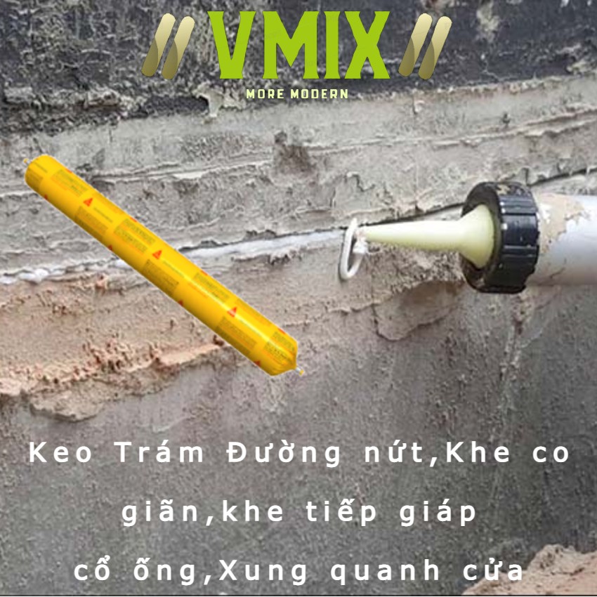 [tuyp 600ml] Chống thấm đường nứt cổ ống khe tiếp giáp ron gạch chống được tia uv nên dùng được ngoài trời sikaflexcontruction.
