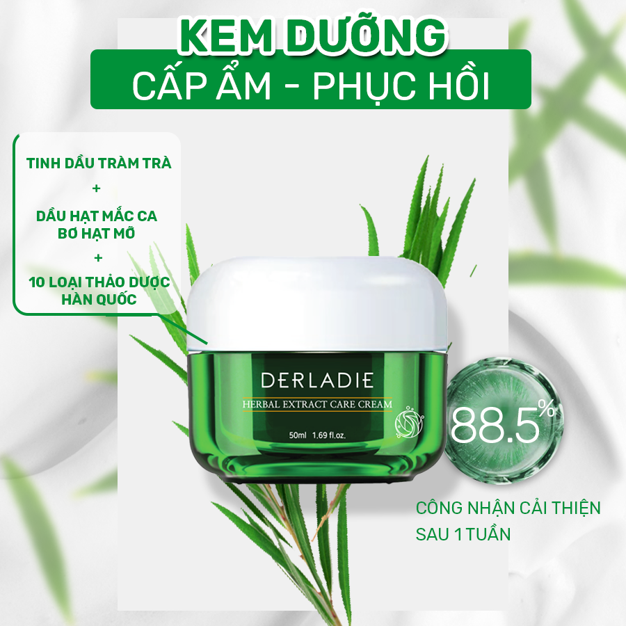 Sample Kem Dưỡng Giảm Mụn, Kiềm Dầu 12 Giờ Derladie Herbal Extract Care Cream 2ml