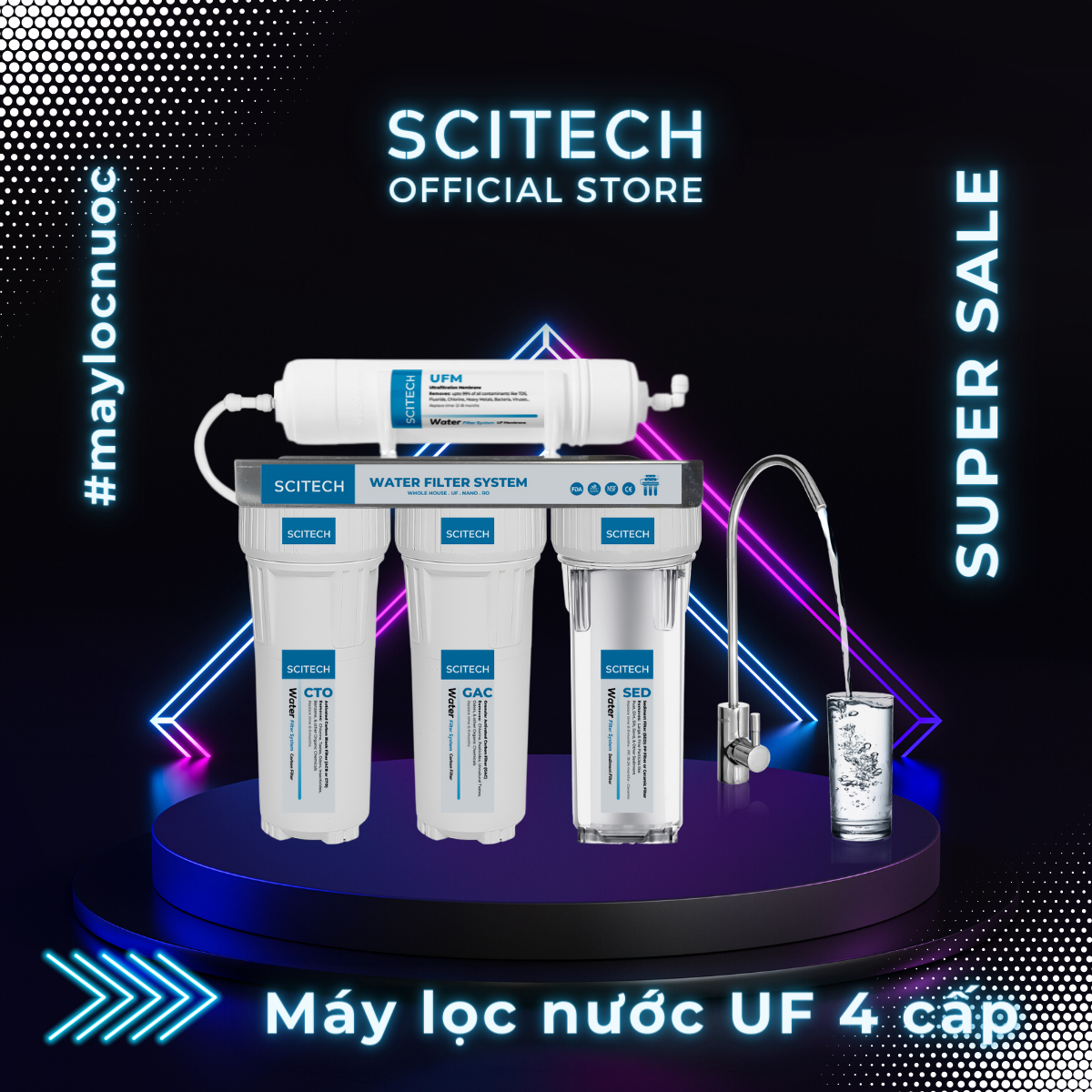 Máy lọc nước UF by Scitech (Không dùng điện, không nước thải, 4 đến 7 cấp lọc) - Hàng chính hãng