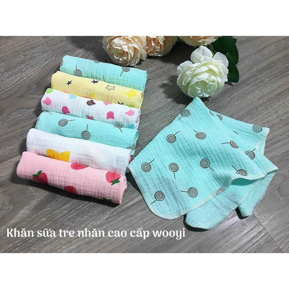 Set 5 Khăn sữa cotton Wooyi mềm mịn cho bé/ khăn lau cho bé (2 lớp)