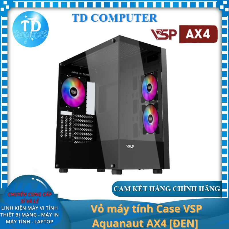 Vỏ máy tính Case VSP Aquanaut AX4 2 mặt kính - Hàng chính hãng Tech Vision phân phối