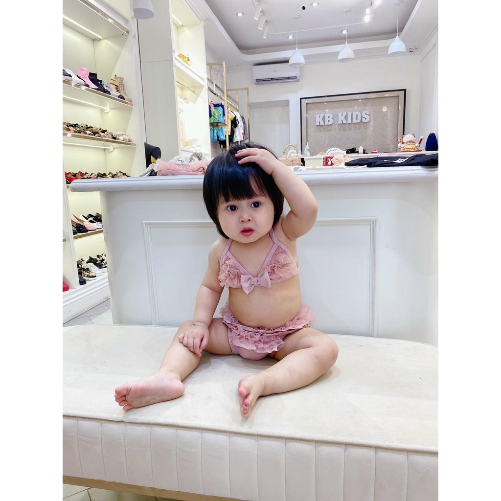 Bikini Cho Bé Gái Bèo Ren Kèm Mũ Đồ Đi Biển Cho Bé KB Kids - KB070