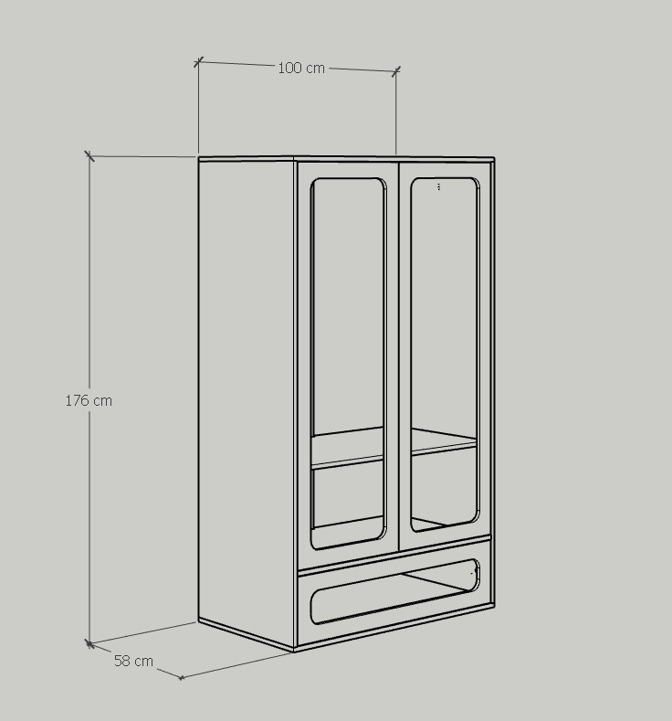[Happy Home Furniture] MEYDAN, Tủ quần áo cánh mây , 100cm x 58cm x 176cm ( DxRxC), TCM_051