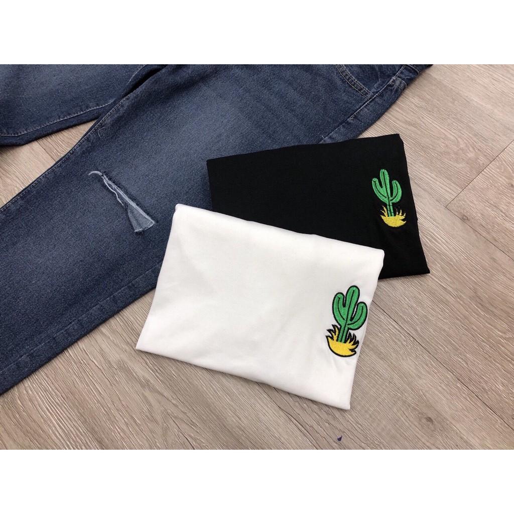 Áo Thun Nữ Tay Lỡ Logo Xương Rồng