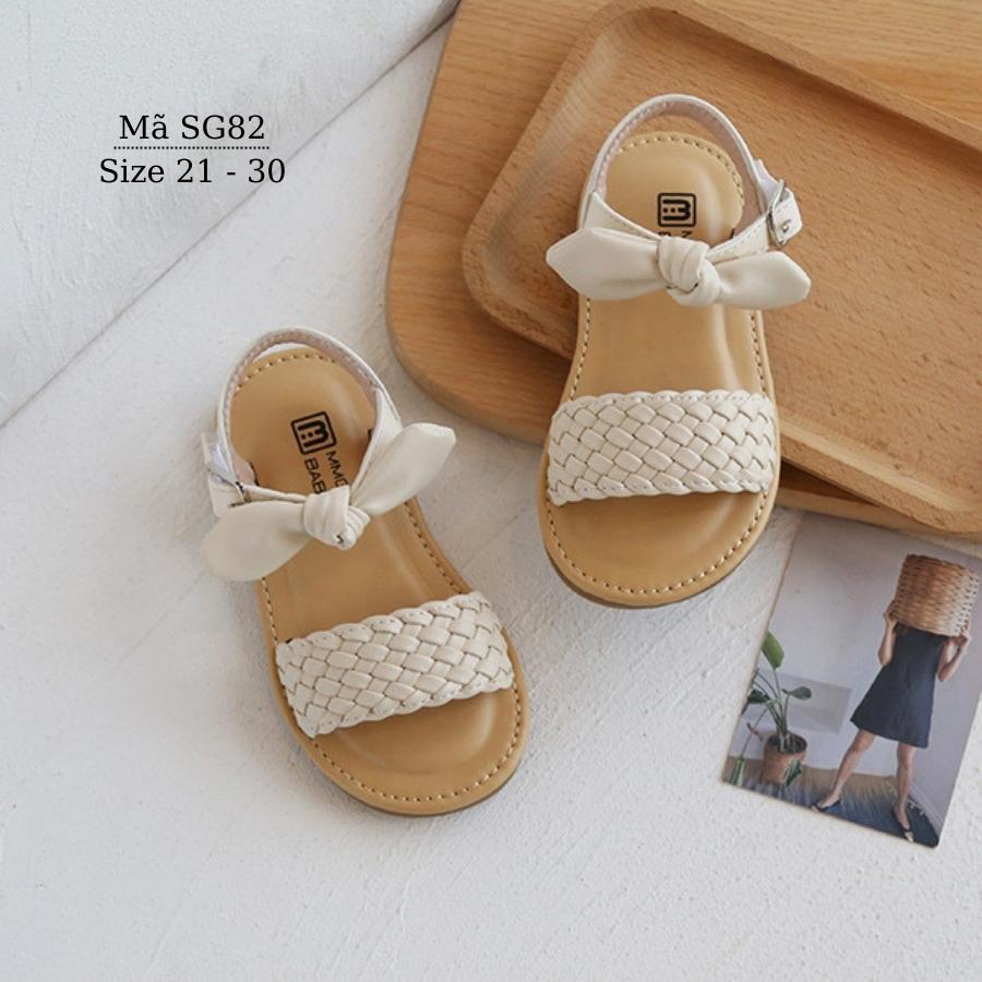 Sandal bé gái 1 2 3 4 5 tuổi NHÍM SHOP quai ngang tết sam điệu đà 3 màu hồng đen trắng thời trang phong cách Hàn Quốc phù hợp cho trẻ em nữ mang đi học đi biển dạo phố sành điệu và dễ thương SG82