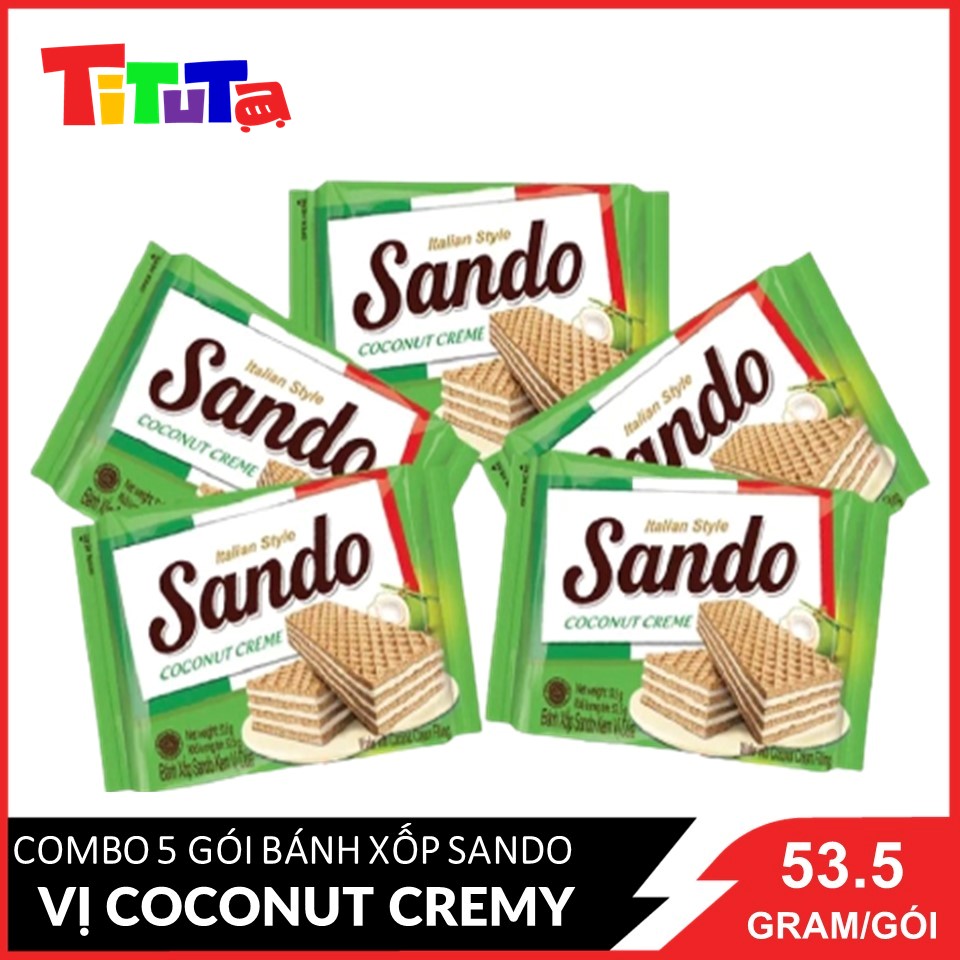 Combo 5 Bánh xốp Sando Coco (vị dừa) 53.5gx5