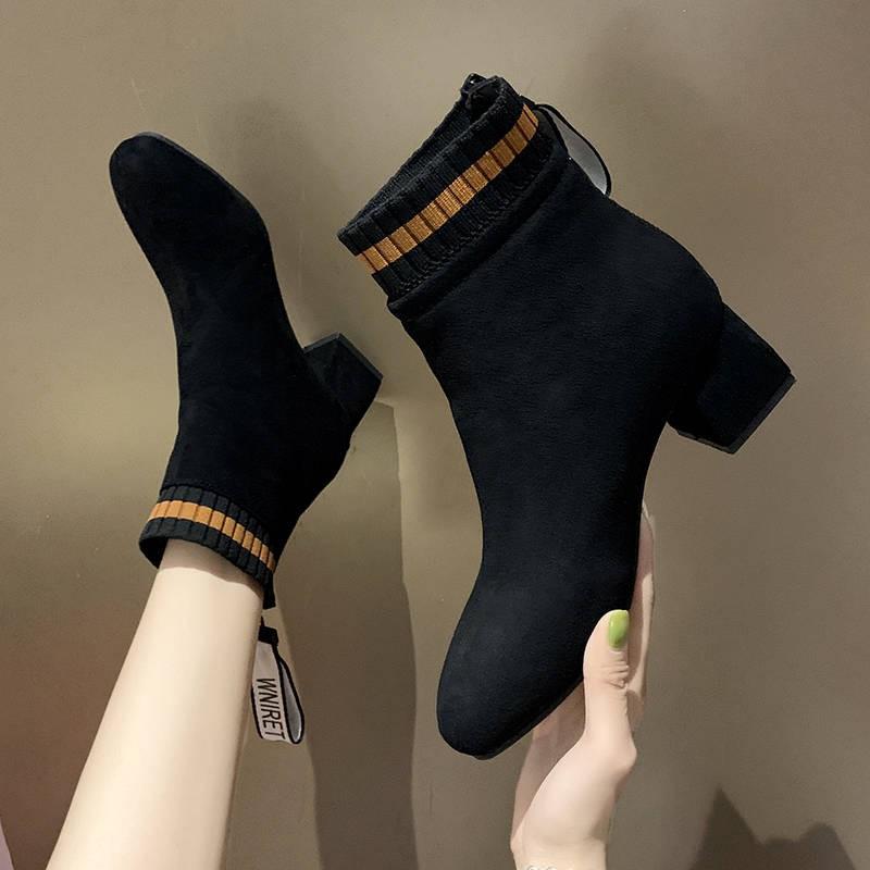 Giày Bốt Cao Gót Kiểu Retro Đơn Giản Thời Trang Mùa Thu Cho Nữ