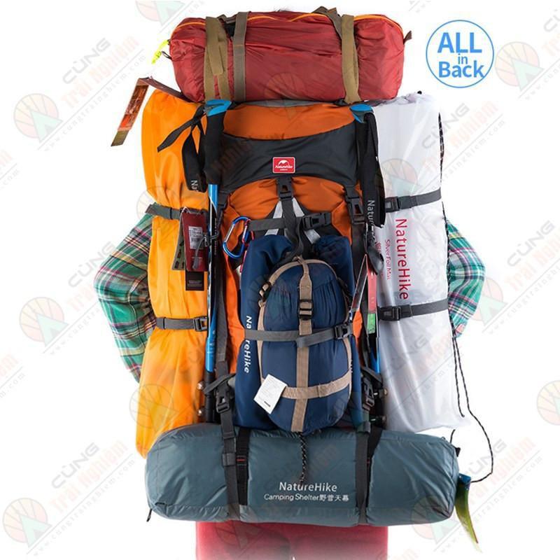 Balo Trợ lực NatureHike NH70B070-B Dung Tích lớn 70L + 5L, dùng cho Du lịch, Phượt, Leo Núi, Thể thao