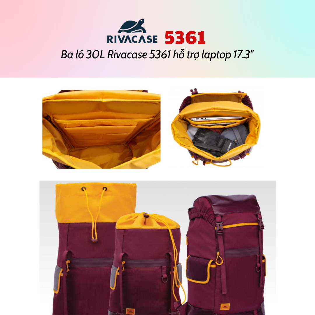 Balô 30L Rivacase 5361 Để Vừa laptop 17.3&quot; - Bảo Hành 24 Tháng - Hàng Chính Hãng