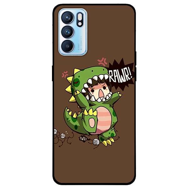 Ốp lưng dành cho Oppo Reno 6 - Reno 6 Z mẫu Cô Bé Khủng Long