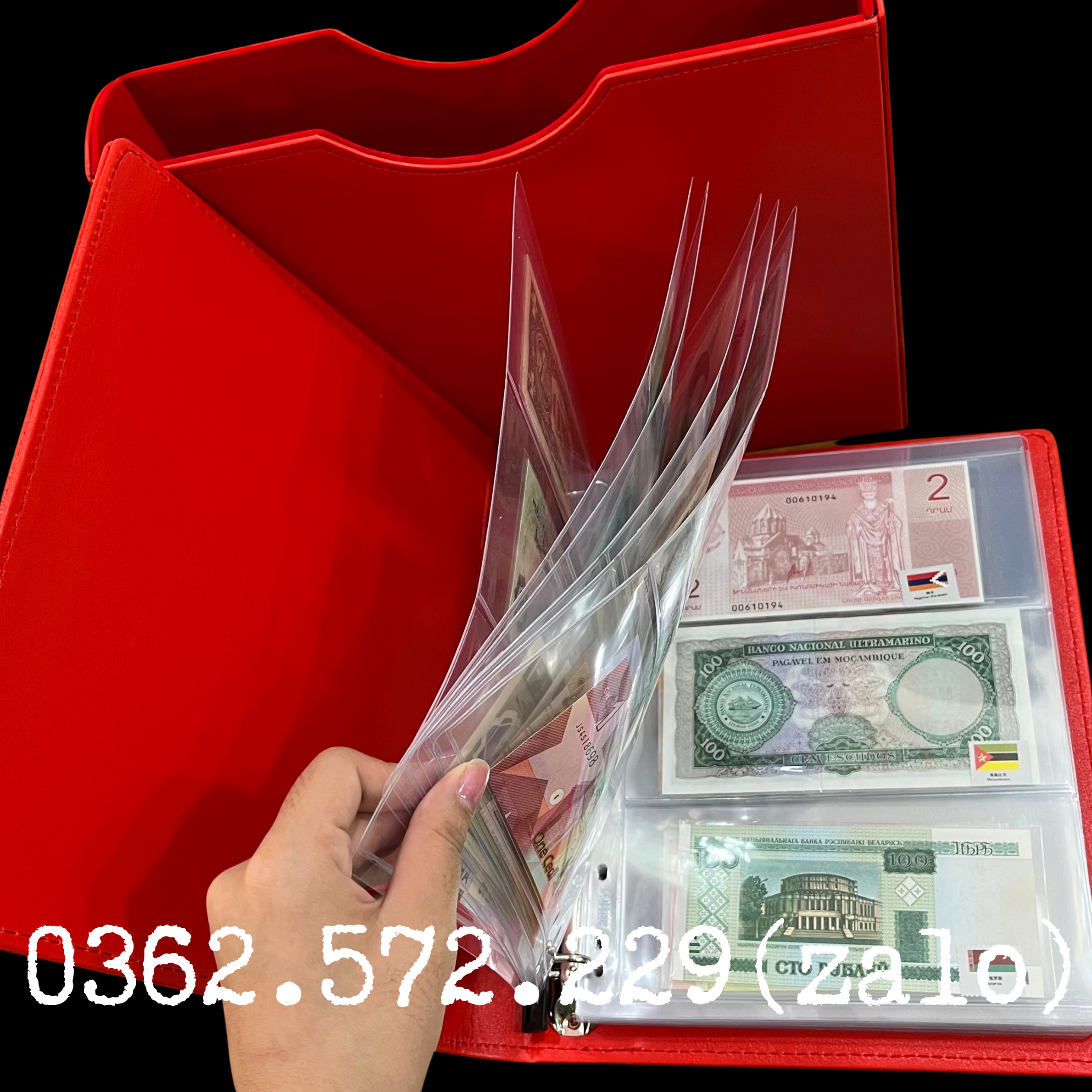 Bộ Sưu Tập Tiền Giấy Kỷ Niệm 100 Tờ 100 Nước - Quốc Gia Khác Nhau Album Bìa Da Cao Cấp