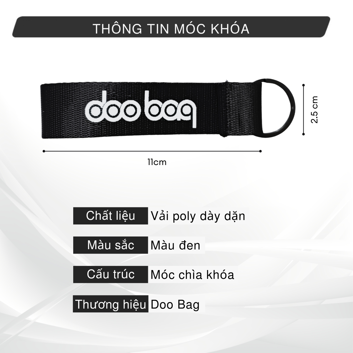 Móc khóa chất vải Poly dày dặn logo Doo Bag KeychainTránh Thất Lạc, Móc Khóa Xe, Khóa Nhà Cao Cấp